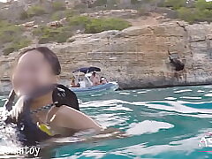 REAL Outdoor public sex, showing pussy and underwater internal cumshot