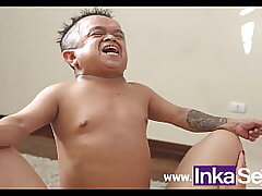 Jorgito the midget Guayaco disguises himself cheats and fucks meaty breasted latina cougar in front of her spouse
