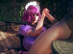 Kokoro Maid Handjob and Creampie