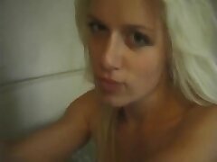 I have fun with my cousin Sandra, a bashful and enslaved platinum-blonde