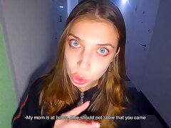 While Parents Are At Home We Boink In The Staircase - Cum In Underpants And Wear - POV - Public