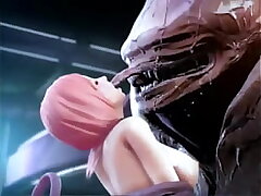 Cute girl get anal with alien - Hentai 3d 15