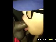 Amateaur Japanese slut taking cum on her face,glasses and hat