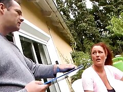 Great looking stunner from Germany swallowing super-steamy jizm in the backyard