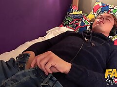 Faux Hostel Big-boobed Asian humid coochie causes premature orgasm creampie
